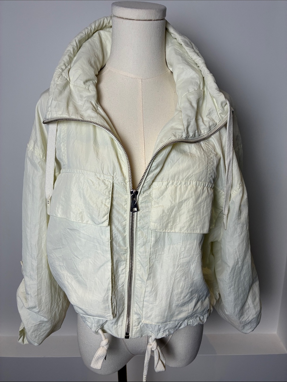 Pull&Bear Off-White Hooded Bomber Jacket